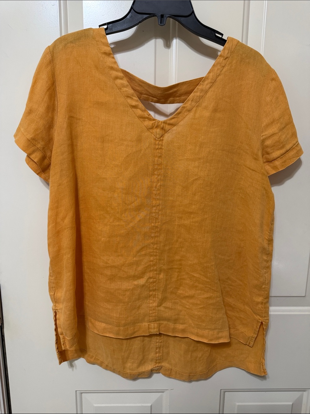 C&C California 100% linen Orange V-Neck Linen Tunic